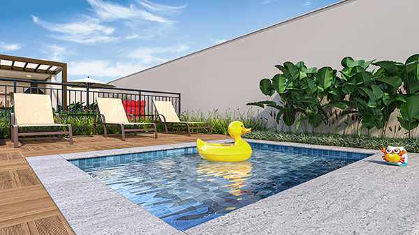Perspectiva artística da piscina infantil